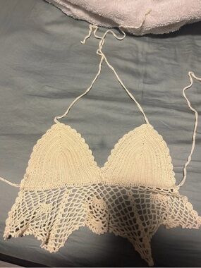 Crochet Bralette Top in Cream